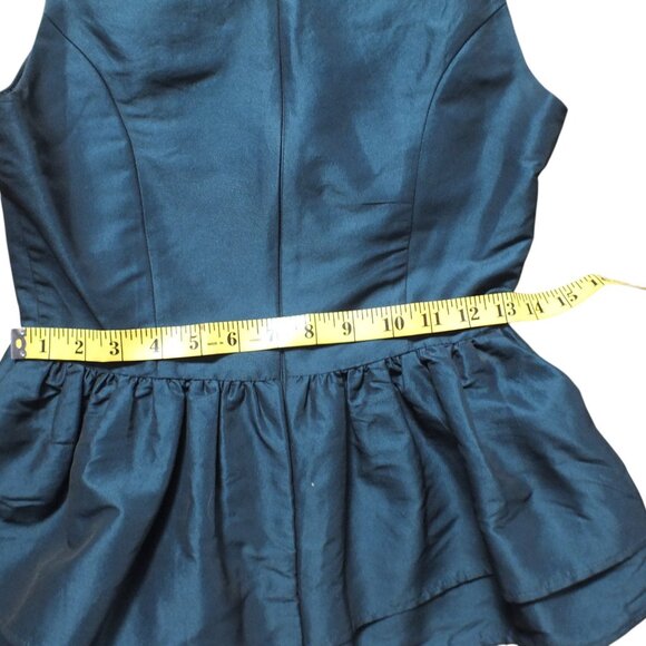 ASOS TEAL Shiny Taffeta Peplum Sleeveless Tank S - Picture 5 of 6